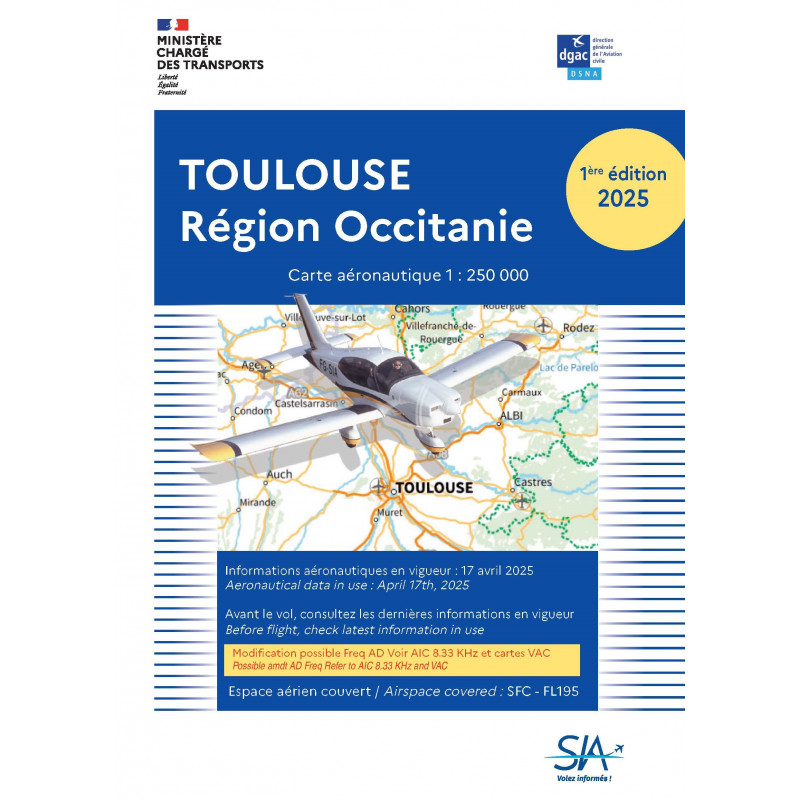 CARTE TOULOUSE Région Occitanie 2025 au 1/250 000 édition 1