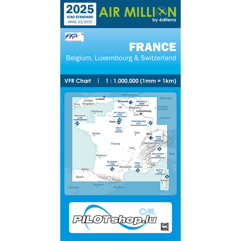 Carte AIR MILLION VFR France 2025 au 1/1 000 000