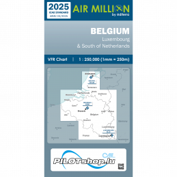 CARTE OACI 2025 AIR MILLION ZOOM VFR BELGIQUE AU 1/250 000