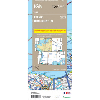 Carte aeronautique oaci IGN France NORD OUEST 2024