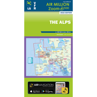 Carte AIR MILLION ZOOM VFR THE ALPS 2024 au 1/ 500 000