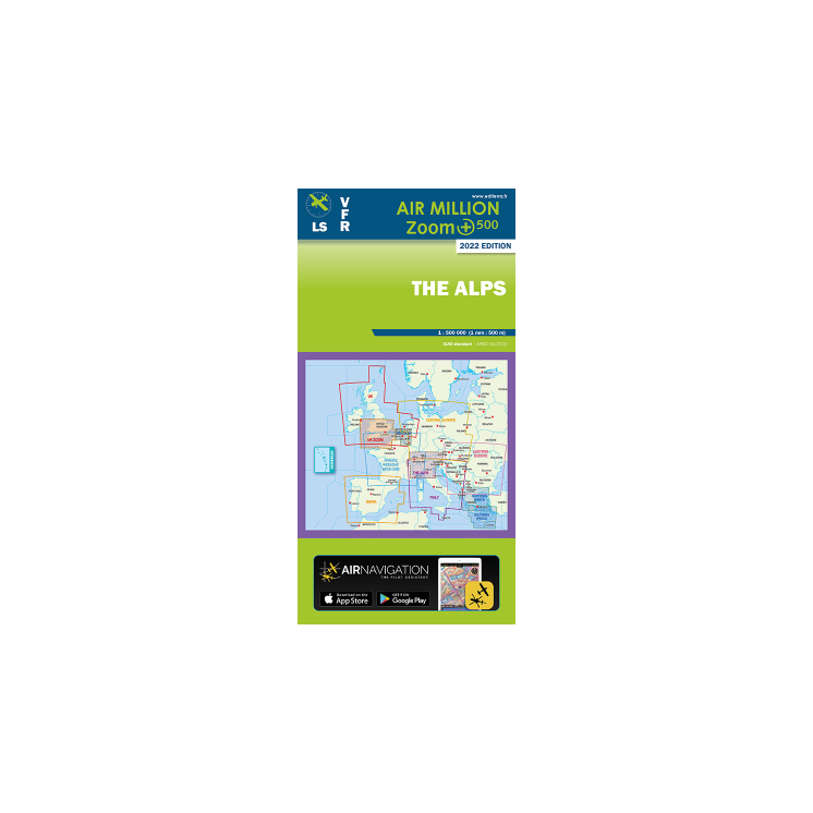 Carte AIR MILLION ZOOM VFR THE ALPS 2024 au 1/ 500 000