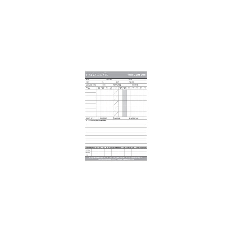 Log de nav VFR format A5 Pooleys ou Transair