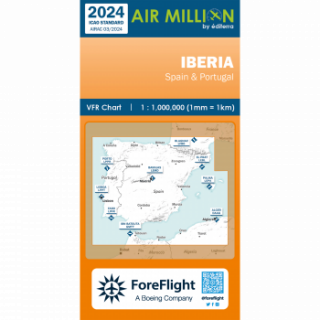 Carte OACI 2024 AIR MILLION VFR ESPAGNE/PORTUGAL au 1/1 000 000